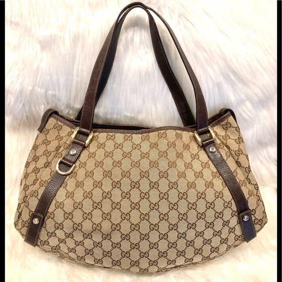GREAT CONDITION! Authentic Gucci Abbey GG Monogram Shoulder Bag Tote  #4.1v - Picture 2 of 16